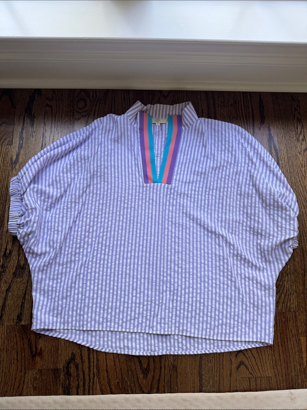 entro Lavender Striped Tunic with Pink & Teal Contrast V